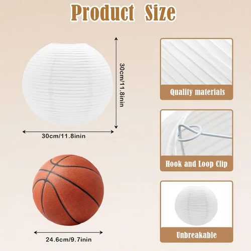 Miniatura 2 de 6 lámparas de papel blanco, lámpara colgante de linterna de papel chino de 12 pulgadas, pantalla redonda para sala de estar, dormitorio, pantalla