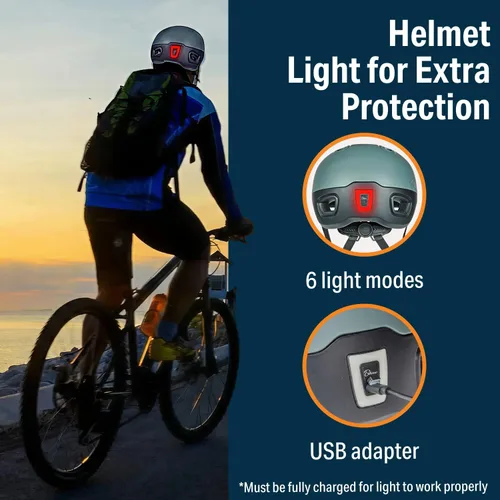 Miniatura 3 de Bikeroo Adult Multi Sport Bike Helmet with Rear Safety Light, Adjustable Head Protection All Purpose Cycling Safety Gear for Men & Women
