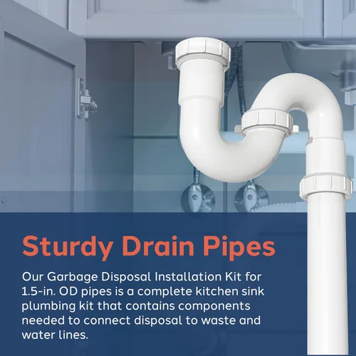 Miniatura 5 de PlumbCraft Kit Completo de Instalación de Triturador de Basura de 1.5 pulg. DE Diámetro Exterior Blanco 7027450, Tubos de Drenaje de Fregadero