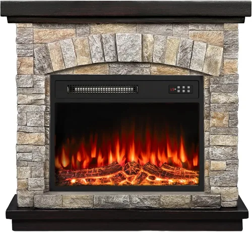 BOSSIN Chimenea eléctrica de 36 pulgadas con repisa, inserto de chimenea eléctrica de 23 pulgadas, soporte de TV independiente con temporizador de