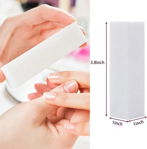 Miniatura 6 de 15 limas de uñas y pulidor con caja de almacenamiento, kit profesional de manicura y pedicura, bloque de tampón blanco, reutilizable, lima de uñas