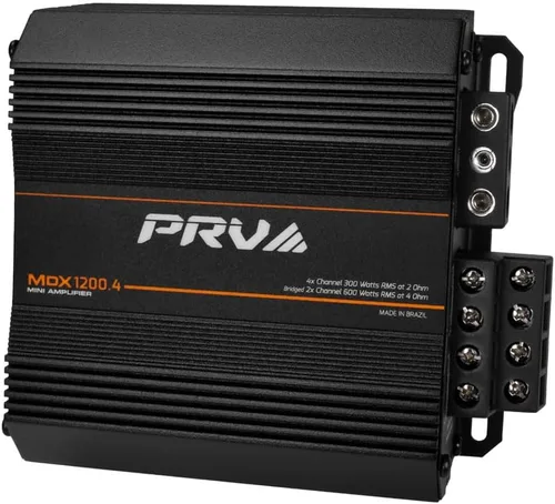 PRV Audio MDX1200.4 Amplificador de audio para automóvil de 2 ohmios mini de 4 canales 4 x 300 vatios RMS a 2 ohmios - 1200 vatios 12 voltios