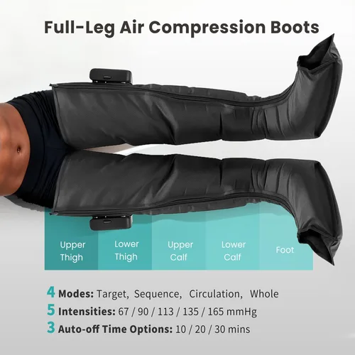 Miniatura 4 de Masajeador profesional de piernas de compresión de aire para circulación y alivio del dolor, botas de recuperación de piernas completas inalámbricas