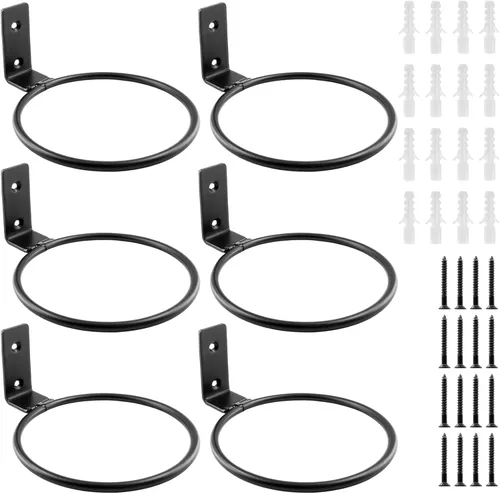 Miniatura 8 de Jiozermi Paquete de 2 anillos para macetas de 4 pulgadas, soporte de maceta montado en la pared, uso en interiores, negro mate, capacidad de 40