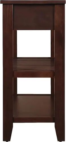 Miniatura 3 de RUNNA Mesa de sofá consola con 2 cajones de almacenamiento y estantes de 2 niveles, aparador de madera maciza para sala de estar, muebles, cocina