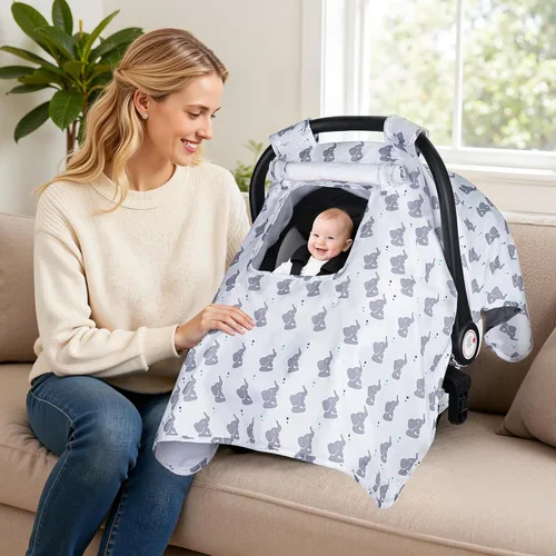 Miniatura 4 de Funda para Asiento de Coche para Bebé, Fundas para Asiento de Coche para Bebés con 2 Capas, Ventanas Transpirables, Funda para Asiento de Coche