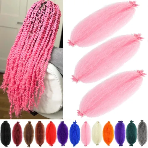 Miniatura 27 de Cabello afro trenzado elástico de 24 pulgadas 3 paquetes Cabello afro trenzado elástico Cabello afro para trenzado en crochet (24 pulgadas