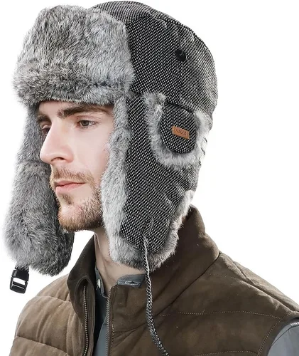 Miniatura 29 de Comhats Gran XL Trapper Trooper Caza Cálido Oído Solapa Rusia Ushanka Invierno Esquí Clima Frío Bombardero Sombreros para Hombres