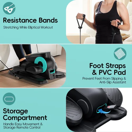 Miniatura 4 de Under Desk Oval Machine, Morelax Oval Leg Exerciser for Elderly Assembly, Quiet Portable Electric Sit Pedal Exerciser with Resistance Band, Remote