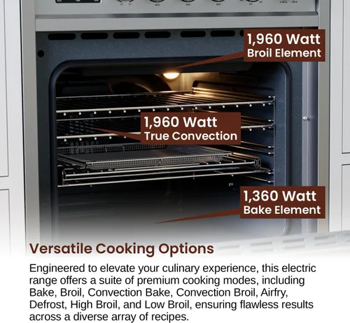 Miniatura 6 de Rangaire RRE241TS - Horno eléctrico de 24 pulgadas con temporizador, acero inoxidable, quemadores infrarrojos, convección verdadera, estantes