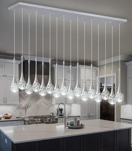 16 Luces Moderna Lámpara de Techo de Cristal con Diseño Glam para Techos Altos, Lámpara Colgante LED Regulable para Escalera, Vestíbulo, Entrada,