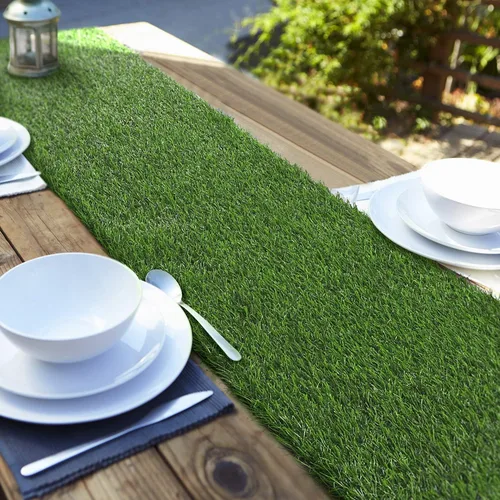 Miniatura 7 de Aneco Camino de mesa de césped artificial, rollo de alfombra de césped sintético de 12 x 36 pulgadas, decoración de mesa de césped para primavera