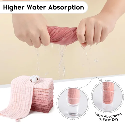 Miniatura 6 de Unnivoll Paños de muselina para eructos para bebé, 100% algodón, para niños y niñas, grandes, 20 x 10 pulgadas, extra suaves y absorbentes, paquete