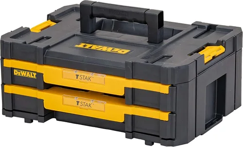 DEWALT DWST1-70706 T-Stak IV - Caja de almacenamiento para herramientas con 2 cajones poco profundos, Amarillo/Negro, 44 x 31.4 x 17.6 cm