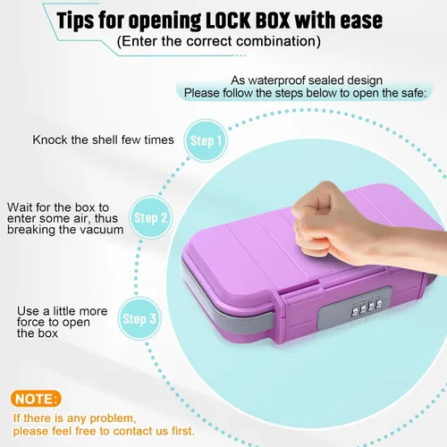 Miniatura 9 de BKNOOU Caja de seguridad portátil con cadena removible, caja de seguridad antirrobo para la playa, caja de seguridad con cerradura de combinación