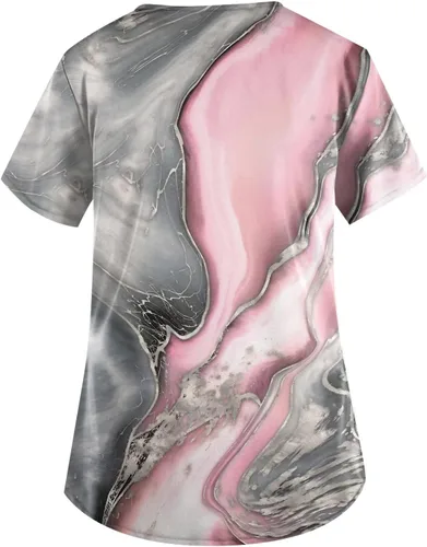 Miniatura 3 de Camisetas médicas para mujer, con estampado de mármol, elásticas, suaves, con bolsillos, personalizadas, cómodas, tallas grandes, para enfermeras