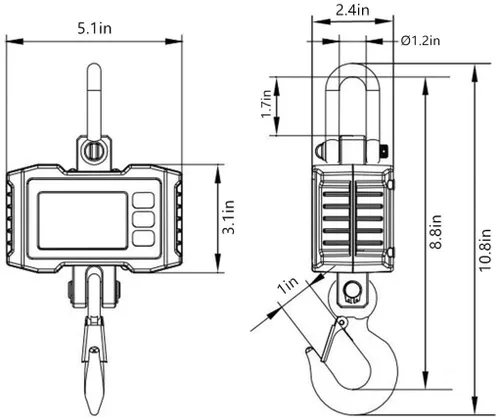 Miniatura 4 de VisionTechShop Báscula digital para grúa, DCS-CD de 2000 libras, 2,204.6 lbs, báscula colgante compacta y resistente, pantalla LCD