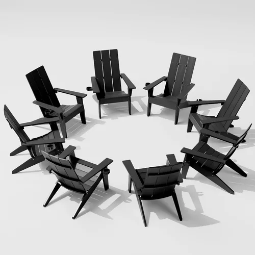 Miniatura 35 de MXIMU Silla Adirondack moderna resistente a la intemperie con portavasos, sillas de gran tamaño para hogueras Adorondic de plástico al aire libre