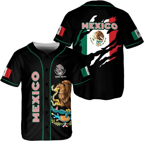 Woseprints - Camiseta de béisbol mexicana personalizada para hombres y mujeres, con bandera mexicana, orgullo de la bandera mexicana