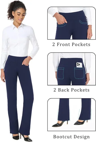 Miniatura 31 de Safort Pantalones de yoga con entrepierna de 28" 30" 32" 34"más amplios en la parte inferior para botas altas, 4 bolsillos, UPF50+