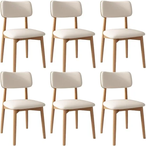 Miniatura 29 de YVYKFZD Solid Wood Dining Chairs, Kitchen Chairs Set with Curved Backrest, Leather Upholstered Dining Room Chair, Armless Living Room Chair, for