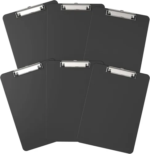 Miniatura 17 de Portapapeles de plástico, tablero de clip negro A4 de 8.5 x 11 pulgadas para aula, estudiantes, niños, mujeres, tamaño 9 x 12.5 pulgadas con clip