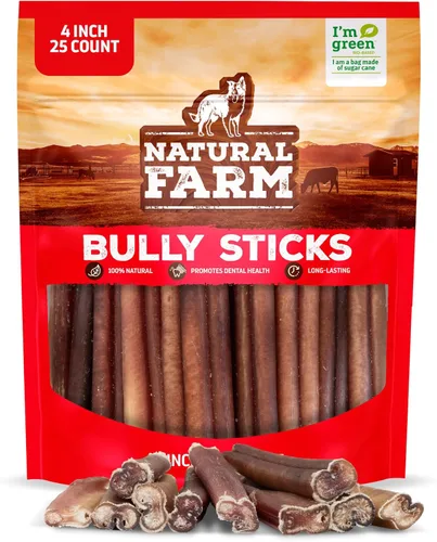 Miniatura 17 de Natural Farm Bully Sticks, sin olor, (6 pulgadas, 12 onzas), empaquetados por peso, masticables 100% de pene de toro, alimentados con pasto