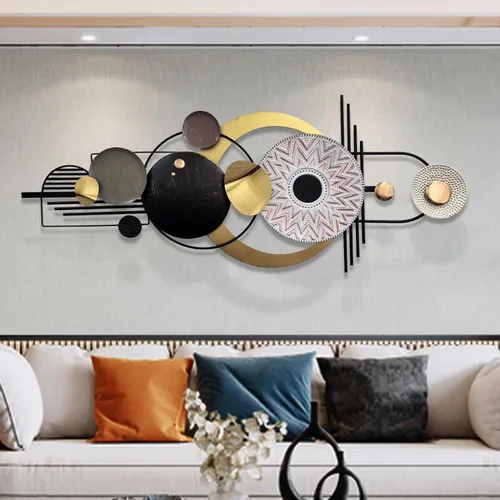 Miniatura 8 de ERMOFAV Decoración de Pared, Arte de Pared Geométrico Circular de Metal Moderno y Creativo, 59x24 Pulgadas Grandes Esculturas de Pared de Metal