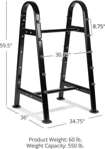 Miniatura 8 de Titan Fitness - Soporte fijo para barra de pesas con capacidad para 10 barras rectas o EZ, soporte de almacenamiento de pesas con marco en A