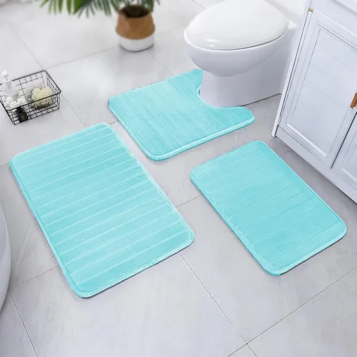 SWEMSTAR Alfombra de baño de espuma viscoelástica con alfombra de inodoro, tapete de baño absorbente de agua para suelo de baño, antideslizante,