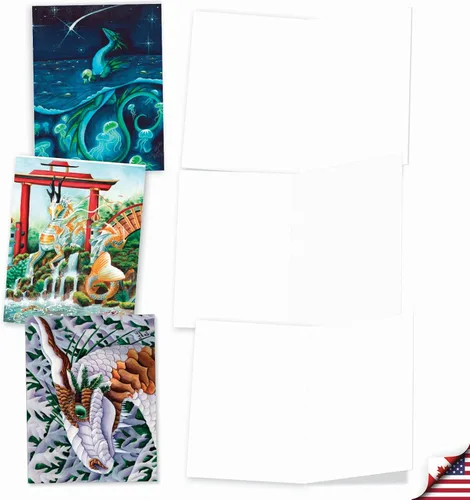 Miniatura 4 de The Best Card Company - 10 tarjetas de notas en blanco (4 x 5.12 pulgadas) - Divertidas tarjetas de fantasía mítica, en caja de saludos surtidos