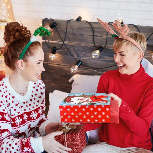 Miniatura 7 de GITMIWS Paquete de 12 bolsas de regalo de Navidad con papel de seda, bolsa de regalo de papel de Navidad grande de 12.6 pulgadas para regalos