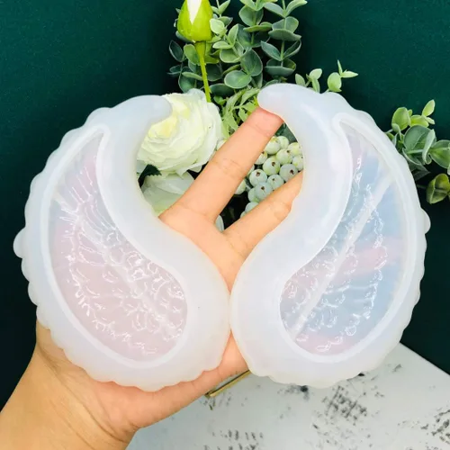 Miniatura 5 de iSuperb 2 moldes de resina para bandejas de alas, moldes de silicona con plumas de ángel, soporte para platos de almacenamiento de joyas, moldes