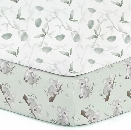 Miniatura 9 de Pack n Play Sheets, BROLEX 2 Pack Mini Crib Sheets,Stretchy Portable Fitted Playard Sheet Set, Convertible Playard Mattress Cover,Ultra Soft