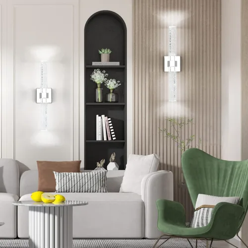 Miniatura 4 de Aipsun Lámparas de baño, luces cromadas con cristal de burbujas, accesorios de iluminación modernos de 19.7 pulgadas, accesorios de iluminación
