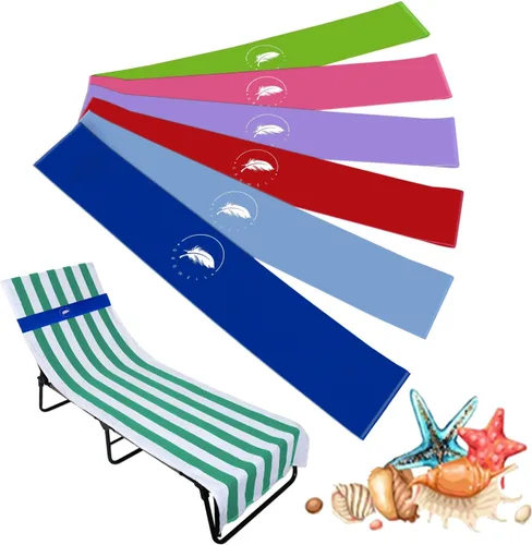 Bandas de toalla (paquete de 6) - Clips elásticos para toallas de playa y crucero para sillas de playa, piscina, salón, portadores de toallas