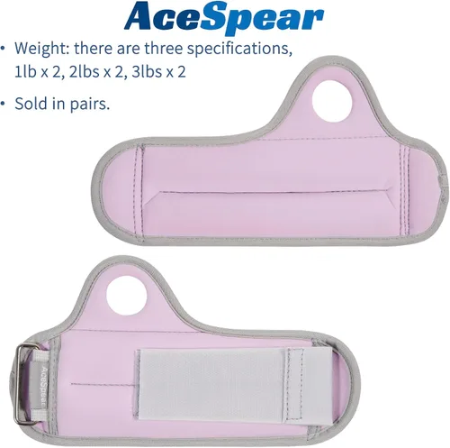 Miniatura 2 de AceSpear - Pesas de muñeca con cierre de bucle para pulgar para hombres y mujeres, 1 libra * 2, 2 libras * 2, 3 libras * 2, pesas de tobillo, Púrpura