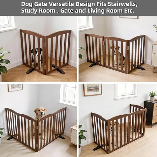 Miniatura 4 de Puerta para Perros Independiente para Interiores, Puerta para Perros Plegable, Puertas para Mascotas para Entradas, Escaleras o Pasillos, Puerta