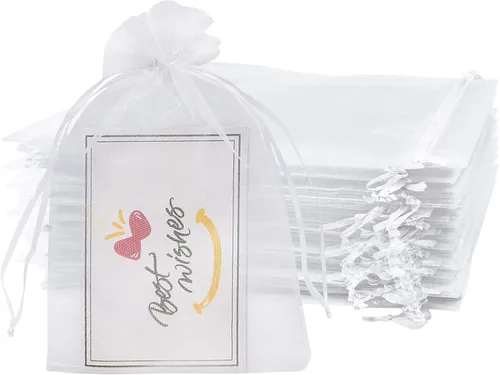 Miniatura 17 de Jexila 100 bolsas de regalo de organza dorada de 4 x 6 pulgadas, pequeñas bolsas de malla con cordón, bolsas para joyas, bodas, fiestas, bolsas