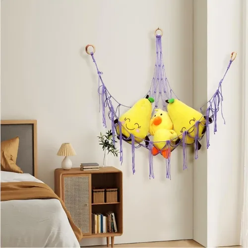 Miniatura 3 de Hamaca de almacenamiento de animales de peluche o organizador colgante de esquina, red de almacenamiento de juguetes grande para decoración de Blanco