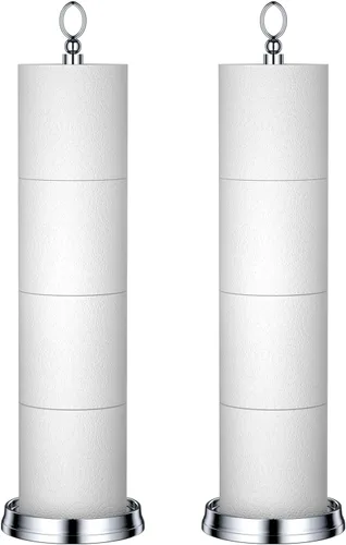 Miniatura 9 de ROLABAM Soporte de papel higiénico pesado (con función de reserva) de pie, soporte de almacenamiento de rollos de papel higiénico de repuesto