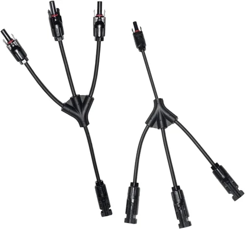 Miniatura 9 de ELFCULB 1 par de conectores de panel solar, 1 pie de cable adaptador paralelo de rama en Y, 1 macho a 2 hembras (M/FF) y 1 hembra a 2 machos (F/MM)