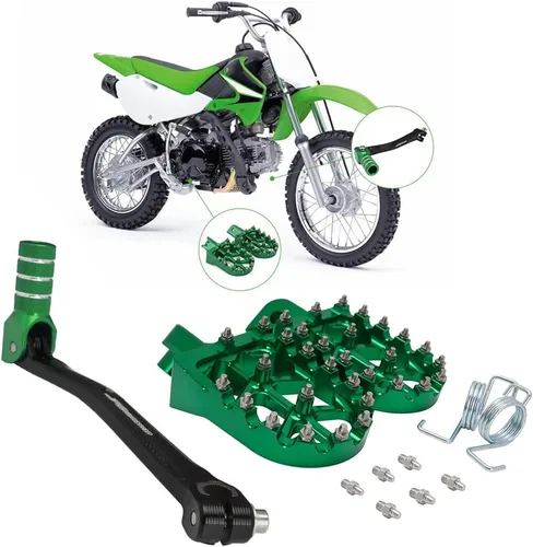 Miniatura 12 de JFG RACING Palanca de cambios plegable para motocicleta + estriberas para moto de cross CNC universal para 50cc - 125cc CRF CR XR RM KX KLX YZ TTR
