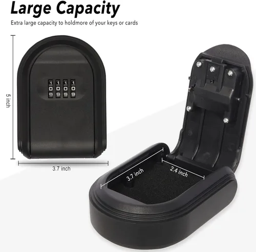 Miniatura 2 de Caja magnética para llaves para debajo del coche, esconde una llave en el exterior con caja de cerradura de combinación, caja fuerte de seguridad