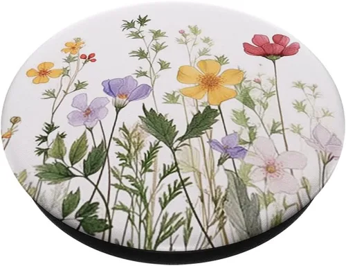 Miniatura 2 de Patrón floral Flores silvestres Flores Ramo Flor Pastel PopSockets intercambiables PopGrip