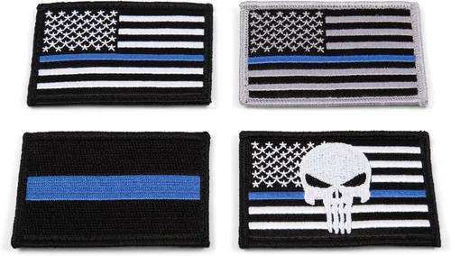 Miniatura 2 de Great 1 Thin Blue Line - Parche de bandera estadounidense, paquete de 4, policía y aplicación de la ley, 2 x 3 pulgadas, cierre de velcro/respaldo