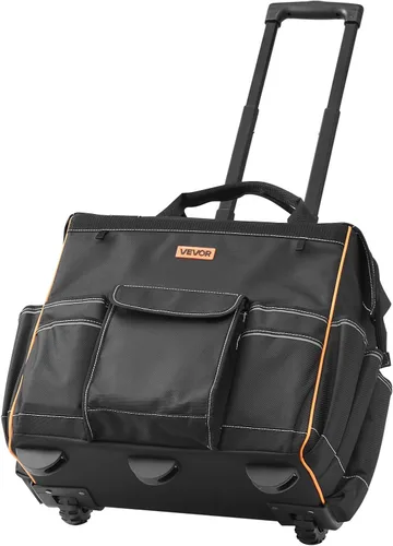 Miniatura 9 de VEVOR Bolsa de herramientas rodante de 18", capacidad de carga de 110 lbs, 25 bolsillos, bolsa de herramientas rodante resistente con mango