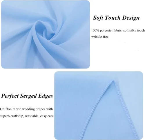 Miniatura 5 de FUHSY Tela de gasa para arco de boda de 20 pies, 1 panel, cortinas de telón de fondo transparente azul bebé para fiestas, bodas, cortinas de techo