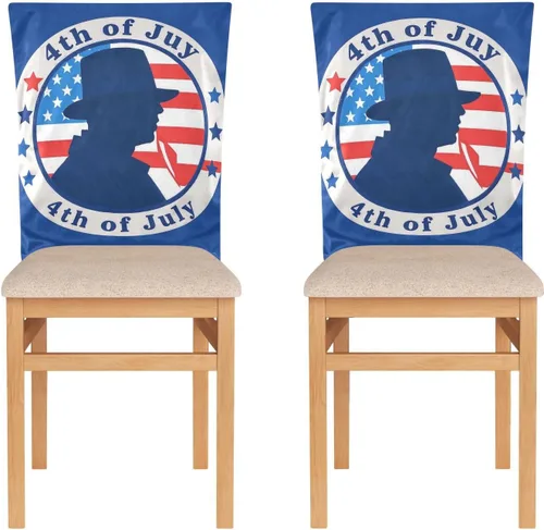 Miniatura 2 de 4th of July Independence Dayblue Silhouette Decorative Chair Seat Cover for Hotel Soft Dining Room Seat Covers cubre sillas para comedor Set of 6
