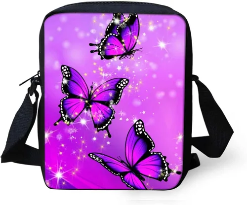 COEQINE Bolso cruzado de hombro con estampado de mariposas moradas, elegante mochila multiusos para el hombro, bolsa de viaje para senderismo,